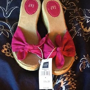 Gap slide sandal, 2” jute heel, fabric bow top